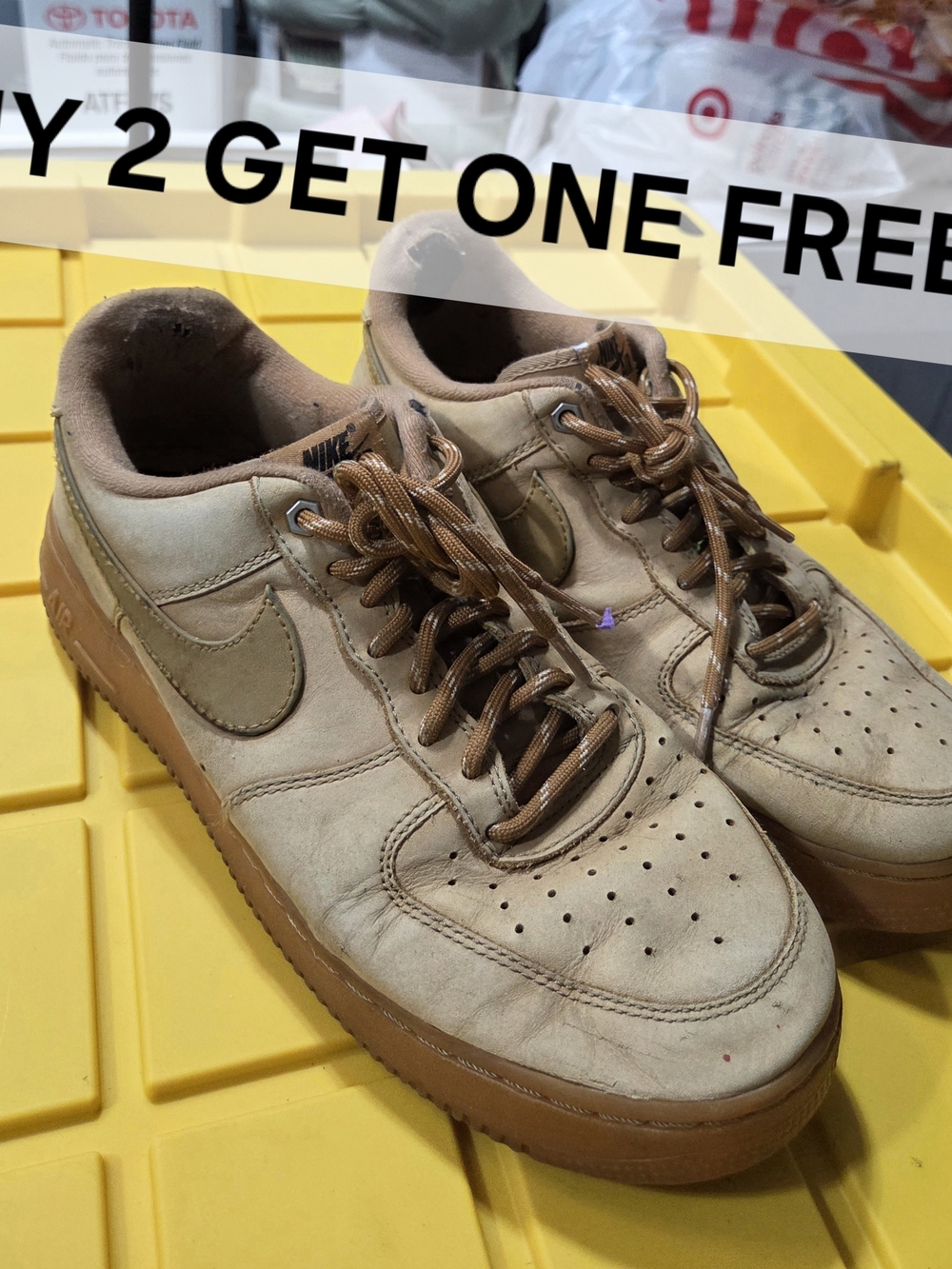 Nike Air Force 1 Flax Brown Men’s Tan Leather Casual Sneakers Size 10.5m